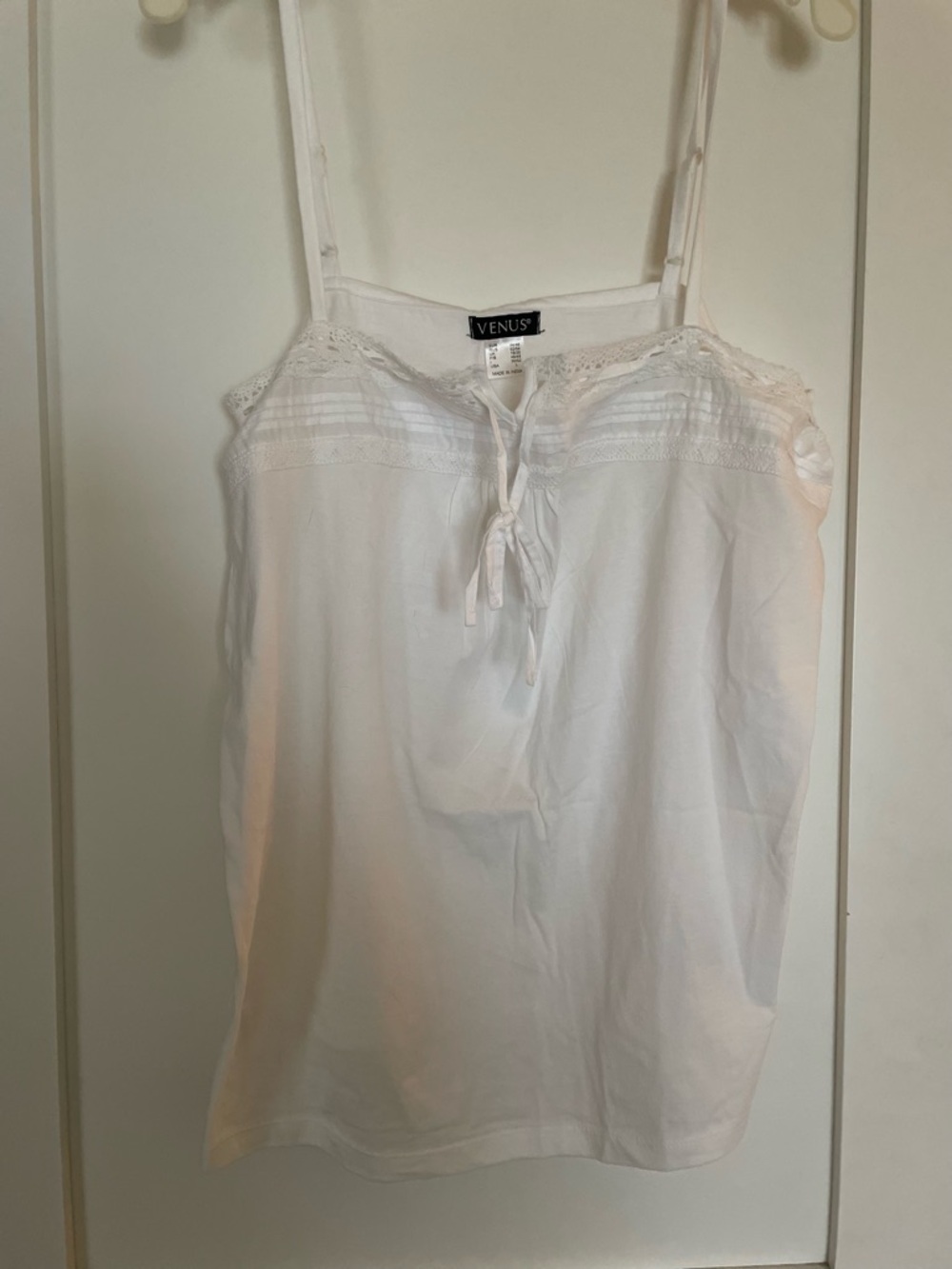 VENUS White Lace-Detail Cami with Front Tie